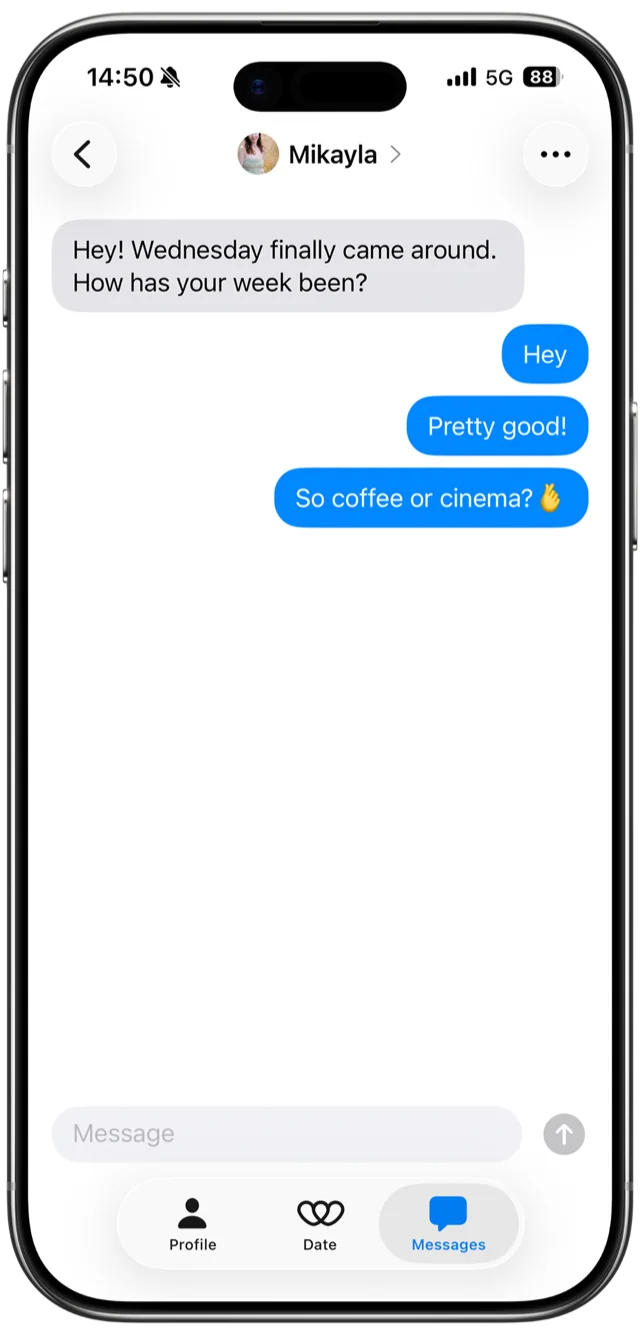 A chat that opens once both people tap.